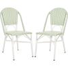 SAFAVIEH Outdoor Collection Oliver Green/White Bistro Chair Set of 2 (Fully Assembled)