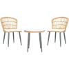 SAFAVIEH Outdoor Collection Prenza Natural Rattan/Beige Cushion 3-Piece Patio Lounge Bistro Set with Table (PAT9013A)(Natural / Beige)