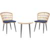 SAFAVIEH Outdoor Collection Prenza Natural Rattan/Beige Cushion 3-Piece Patio Lounge Bistro Set with Table (PAT9013A)(Natural / Navy)