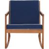 SAFAVIEH Outdoor Collection Vernon Natural/Beige Cushion with Black Piping Rocking Chair(Natural/Navy)