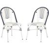 SAFAVIEH Outdoor Collection Zoya Navy and White Stackable Chair (Set of 2)