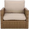 SAFAVIEH Outdoor Patio Furniture Collection – Emma Rattan & Cushion Armchair, Modern Outdoor Lounge Seating (PAT7563)(Natural/Taupe)