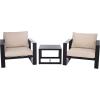 SAFAVIEH Outdoor Patio Furniture Collection – Fash Black & Taupe Cushion 3-Piece Living Set, Modern Outdoor Chairs & Slatted Square Table (PAT7552A)(Black/Taupe)