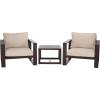 SAFAVIEH Outdoor Patio Furniture Collection – Fash Black & Taupe Cushion 3-Piece Living Set, Modern Outdoor Chairs & Slatted Square Table (PAT7552A)(Brown/Taupe)