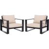 SAFAVIEH Outdoor Patio Furniture Collection – Fash Cushion Aluminum Chair, Modern Outdoor Armchairs with Cushions (PAT7553)(Black/Taupe)