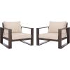 SAFAVIEH Outdoor Patio Furniture Collection – Fash Cushion Aluminum Chair, Modern Outdoor Armchairs with Cushions (PAT7553)(Brown/Taupe)