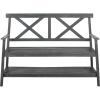 SAFAVIEH PAT6744A Collection Mayer Black 49.21″ Outdoor Bench(Ash Grey)