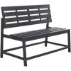 SAFAVIEH PAT6753A Collection Ruben Teak Balcony Bench and Table Outdoor Set(Dark Slate Gray)