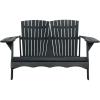 SAFAVIEH Patio Collection Hampton Adirondack Acacia Wood Bench(Dark Slate Gray)