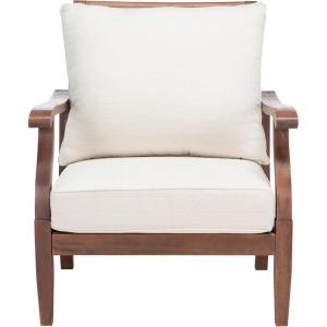 SAFAVIEH Couture Home Collection Payden Natural Wood/Beige Cushion Outdoor Patio Sunroom Porch Backyard Veranda Accent Chair