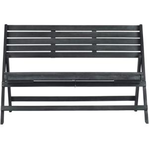 SAFAVIEH Outdoor Collection Luca Ash Grey Folding Bench(Dark Slate Gray)