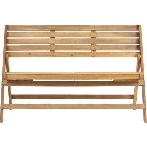 SAFAVIEH Outdoor Collection Luca Ash Grey Folding Bench(Natural)