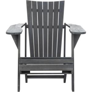SAFAVIEH Outdoor Collection Merlin Ash Grey Adirondack Chair with Retractable Footrest(Dark Slate Gray)