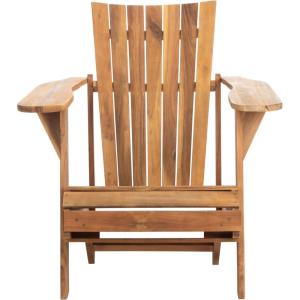 SAFAVIEH Outdoor Collection Merlin Ash Grey Adirondack Chair with Retractable Footrest(Natural)