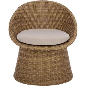 SAFAVIEH Outdoor Patio Furniture Collection – Drew Rattan Swivel Barrel Chair with Cushion (PAT7543)(Natural/Taupe)