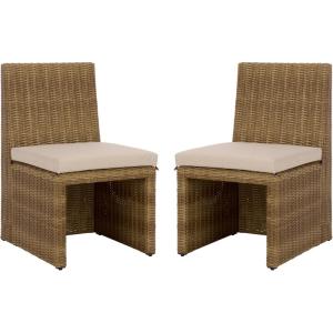 SAFAVIEH Outdoor Patio Furniture Collection – Emma Rattan & Cushion Dining Chair, Modern Woven Outdoor Seating (PAT7565)(Natural/Taupe)