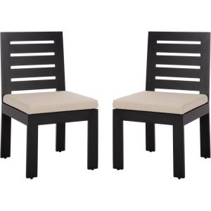 SAFAVIEH Outdoor Patio Furniture Collection – Fash Dining Chair, Fully Assembled Modern Outdoor Seating (PAT7551)(Black/Taupe)