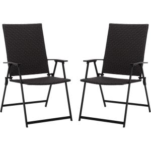 SAFAVIEH Outdoor Patio Furniture Collection – Simon Textilene Folding Chair (PAT6901)(Black/Black)