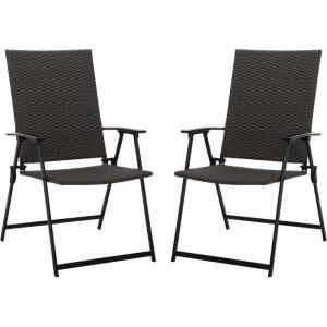 SAFAVIEH Outdoor Patio Furniture Collection – Simon Textilene Folding Chair (PAT6901)(Black/Grey)