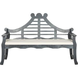 SAFAVIEH PAT6741A Outdoor Collection Azusa Bench(Ash Grey / Beige)