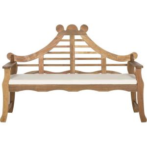 SAFAVIEH PAT6741A Outdoor Collection Azusa Bench(Natural / Beige)