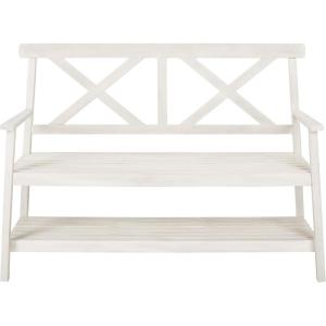SAFAVIEH PAT6744A Collection Mayer Black 49.21″ Outdoor Bench(White)