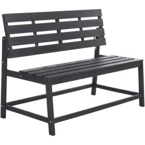 SAFAVIEH PAT6753A Collection Ruben Teak Balcony Bench and Table Outdoor Set(Dark Slate Gray)