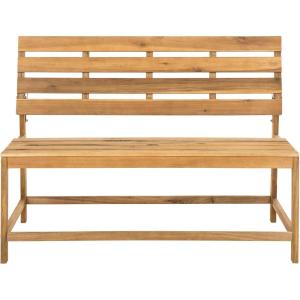 SAFAVIEH PAT6753A Collection Ruben Teak Balcony Bench and Table Outdoor Set(Natural)