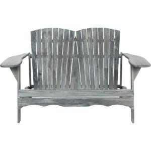SAFAVIEH Patio Collection Hampton Adirondack Acacia Wood Bench(Ash Grey)
