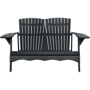 SAFAVIEH Patio Collection Hampton Adirondack Acacia Wood Bench(Dark Slate Gray)