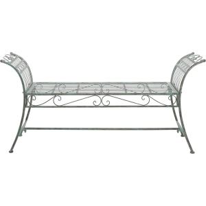 Safavieh Outdoor Collection Hadley Antique White Bench(Antique Dark Green)