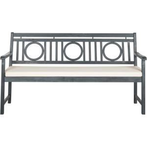 Safavieh PAT6736A Outdoor Collection Montclair 3 Seat Bench(Ash Grey / Beige)