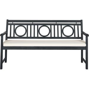 Safavieh PAT6736A Outdoor Collection Montclair 3 Seat Bench(Dark Slate Gray / Beige)