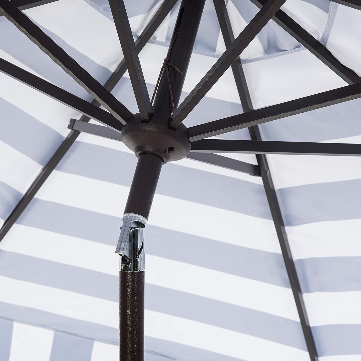 image:imageSAFAVIEH 11ft Outdoor Patio Umbrella Round Else Collection Black amp White Auto Crank Tilt UV Resistant for Deck Backyard Poolside PAT8103ANavy White