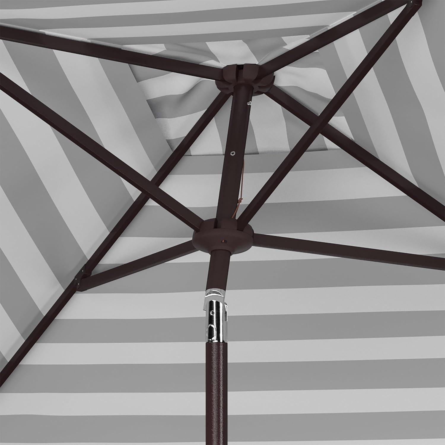 image:imageSAFAVIEH 75ft Outdoor Patio Umbrella Square Elsa Collection Black amp White Stripe Auto Crank Tilt UV Resistant for Deck Backyard Poolside PAT8403ABlack White