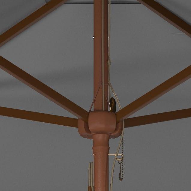 image:imageSAFAVIEH Outdoor Collection 75FT Square Wooden Pulley Market UmbrellaGray