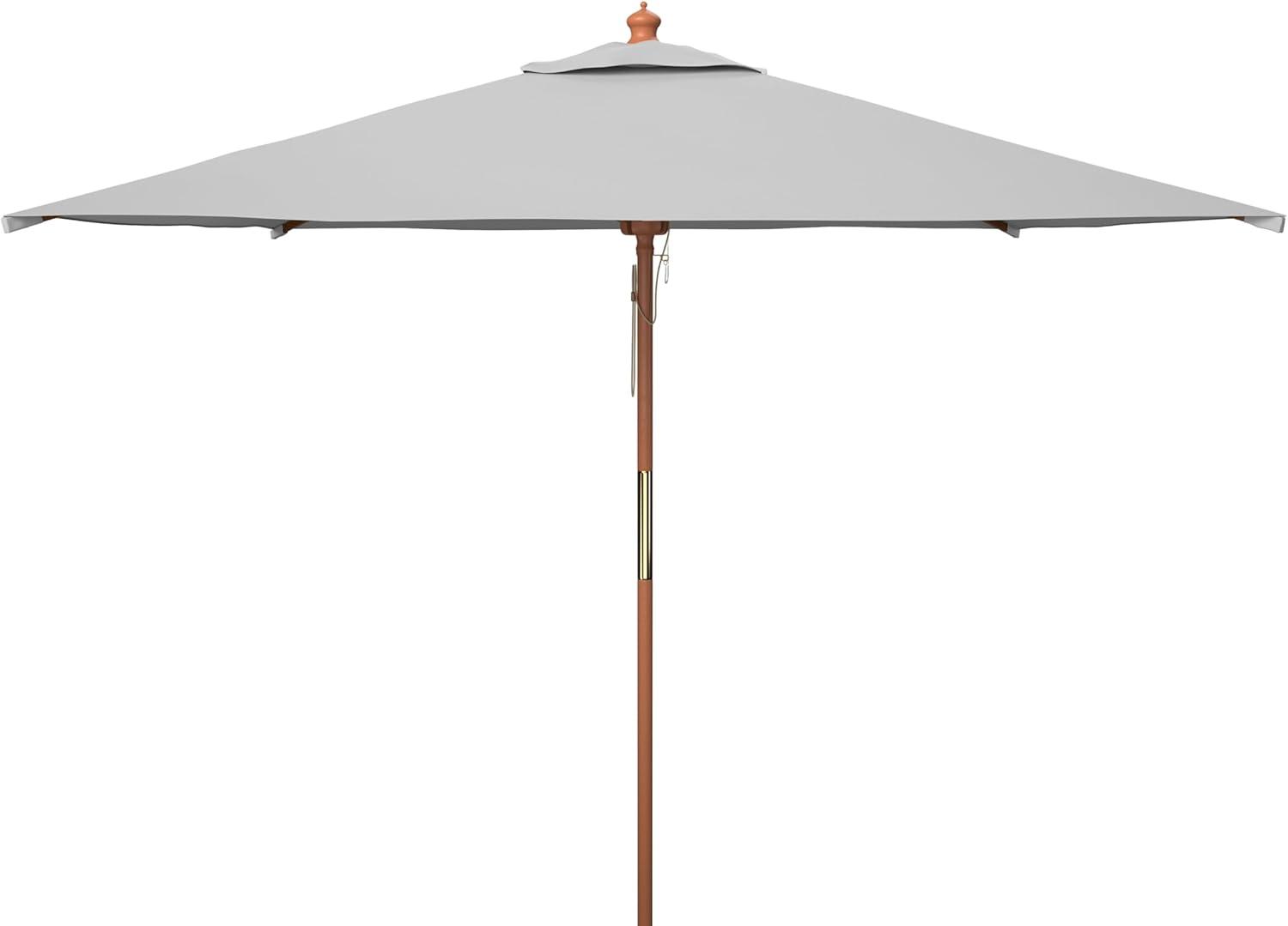 image:imageSAFAVIEH Outdoor Collection 75FT Square Wooden Pulley Market UmbrellaGray