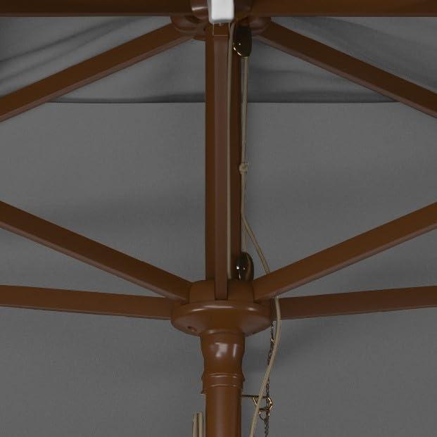 image:imageSAFAVIEH Outdoor Collection Aklin 65FT x 10FT Rectangle Wooden Pulley Market Umbrella No TiltGray