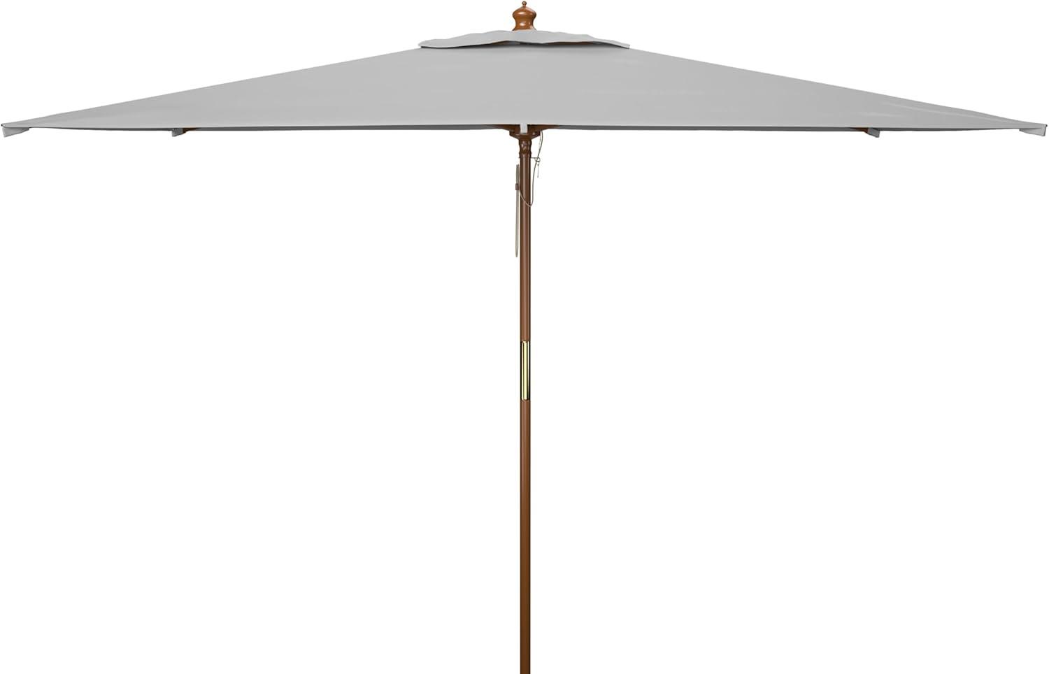 image:imageSAFAVIEH Outdoor Collection Aklin 65FT x 10FT Rectangle Wooden Pulley Market Umbrella No TiltGray