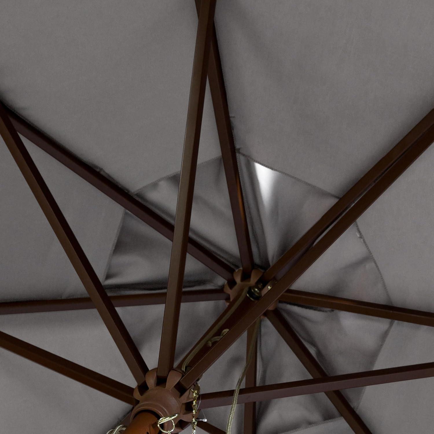 image:imageSAFAVIEH Outdoor Collection Cannes White 11Foot Wooden Pulley Market UmbrellaGray