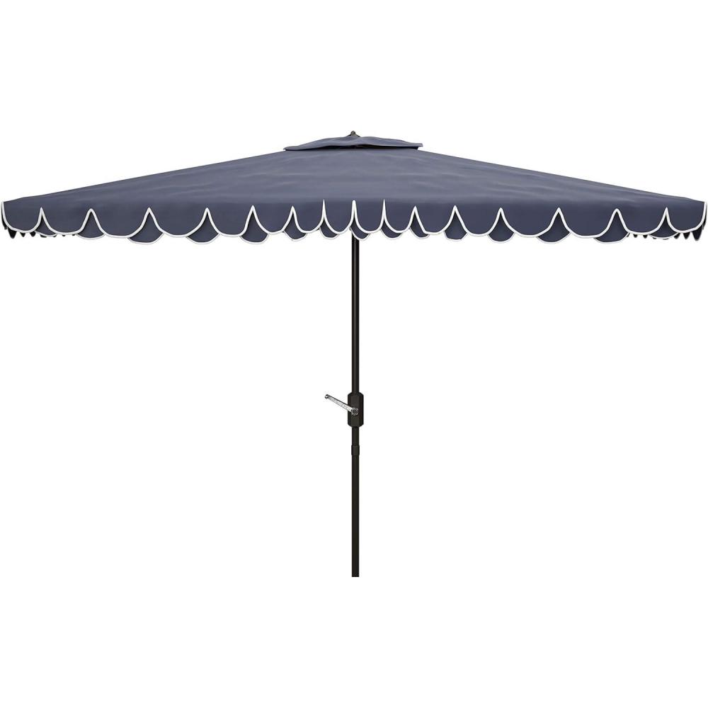 image:imageSAFAVIEH 65x10ft Outdoor Patio Umbrella Rectangular Valance Red amp White Trim Auto Crank Tilt UV Resistant for Deck Backyard Poolside PAT8306DNavy White