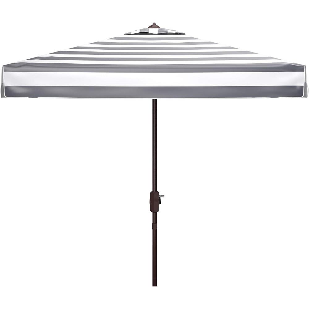 image:imageSAFAVIEH 75ft Outdoor Patio Umbrella Square Elsa Collection Black amp White Stripe Auto Crank Tilt UV Resistant for Deck Backyard Poolside PAT8403ABlack White