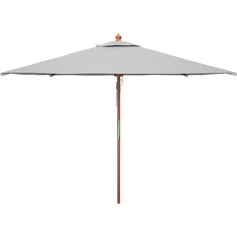 image:imageSAFAVIEH Outdoor Collection 75FT Square Wooden Pulley Market UmbrellaGray