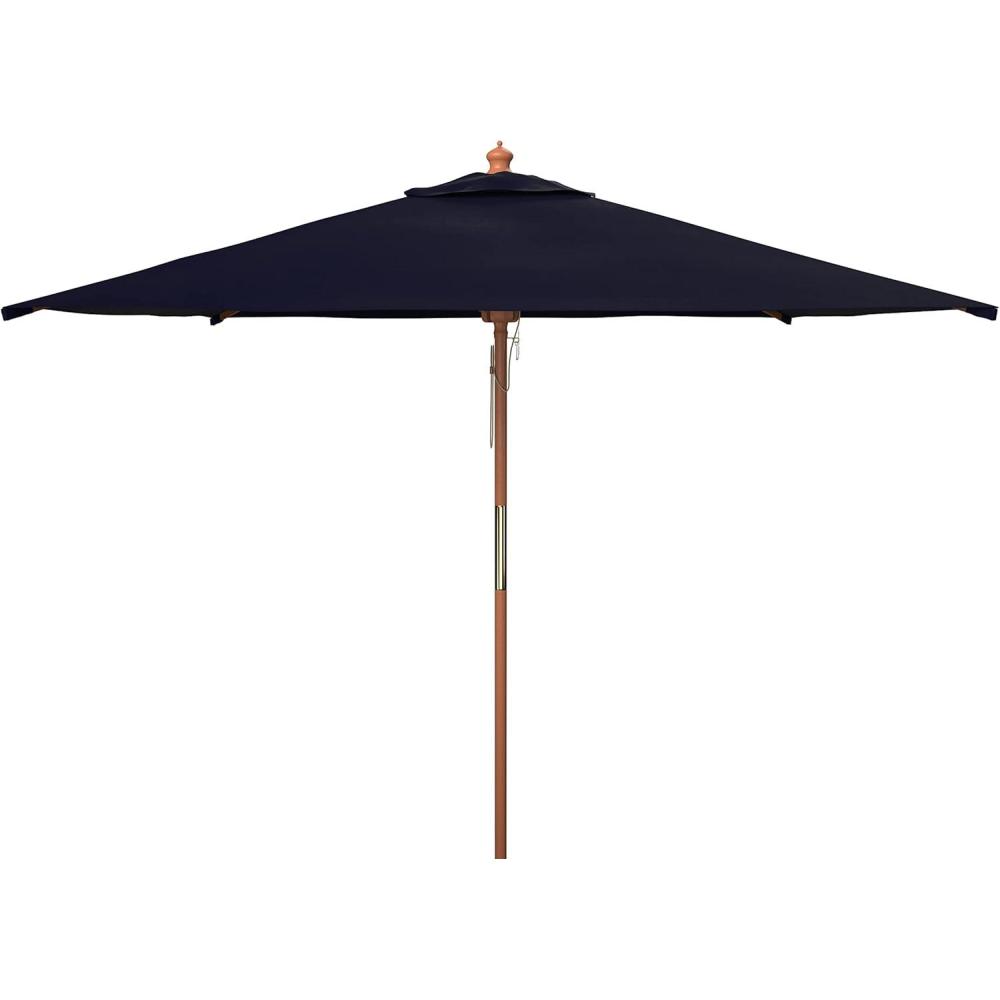 image:imageSAFAVIEH Outdoor Collection 75FT Square Wooden Pulley Market UmbrellaNavy