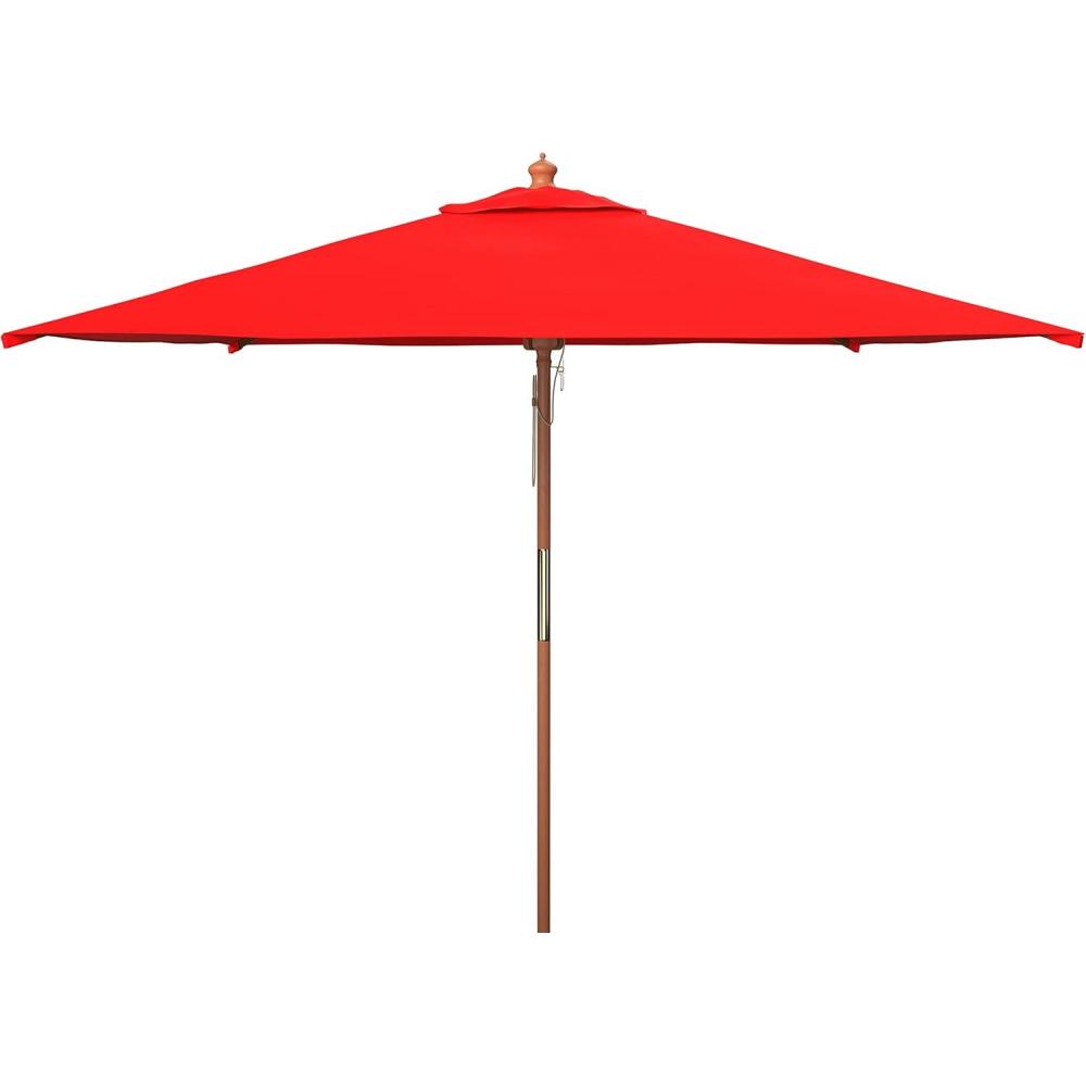 image:imageSAFAVIEH Outdoor Collection 75FT Square Wooden Pulley Market UmbrellaRed