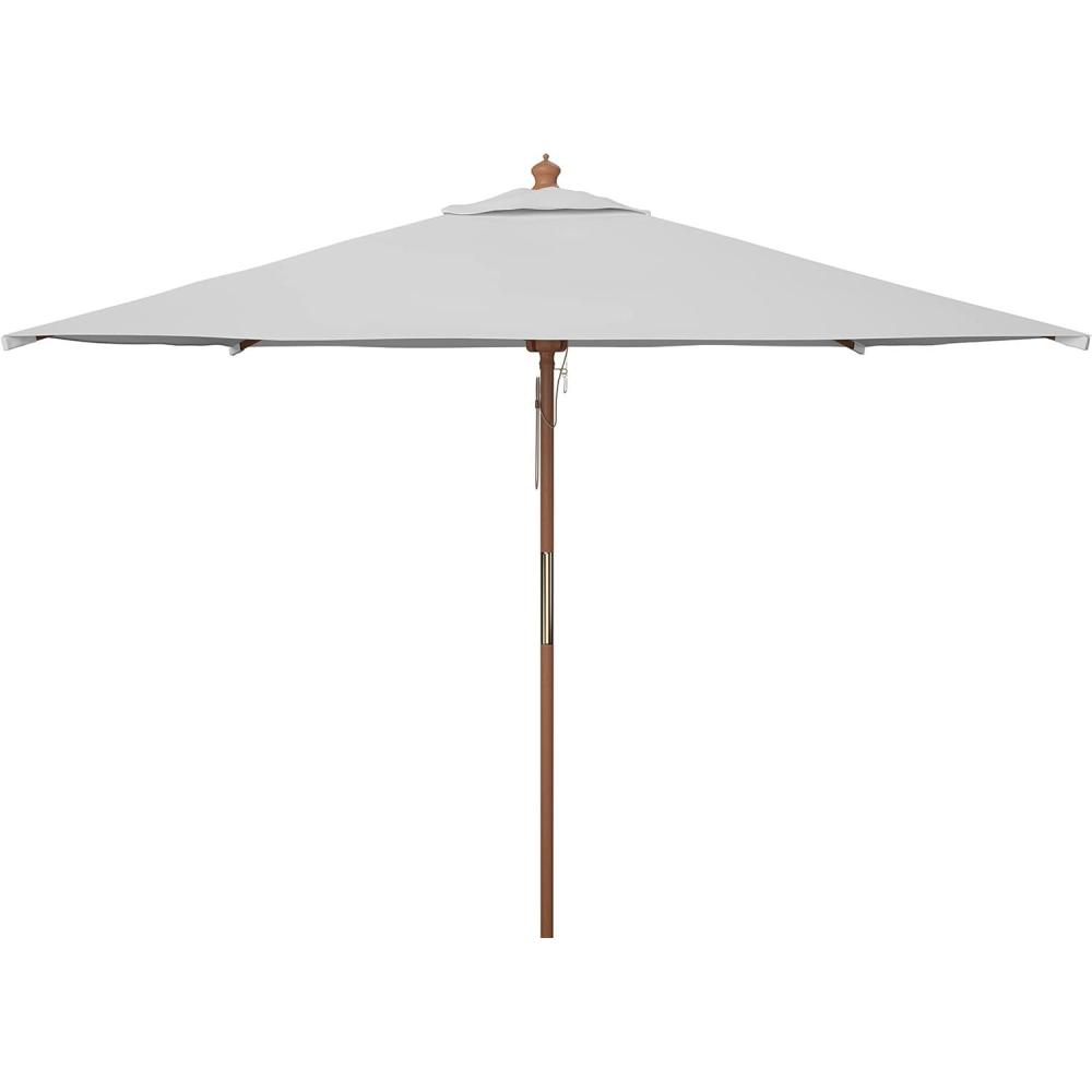 image:imageSAFAVIEH Outdoor Collection 75FT Square Wooden Pulley Market UmbrellaWhite