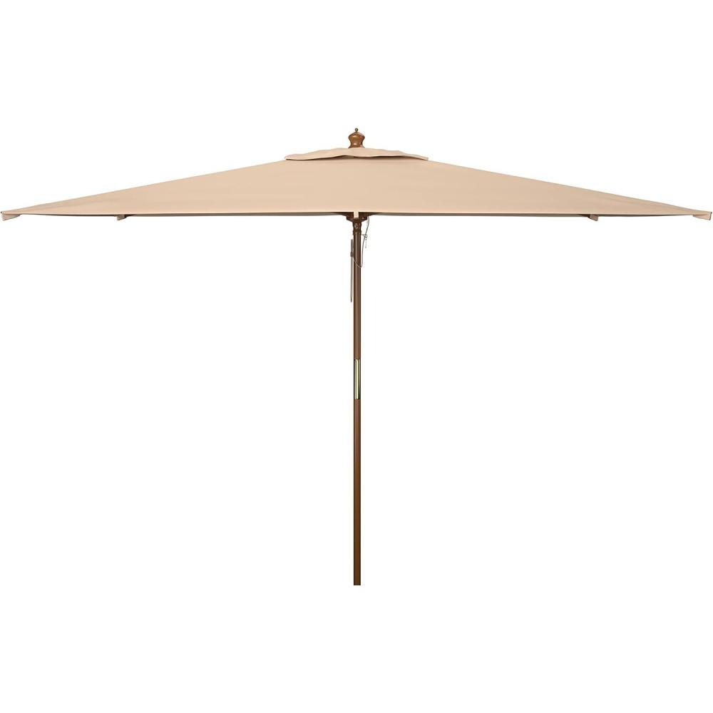 image:imageSAFAVIEH Outdoor Collection Aklin 65FT x 10FT Rectangle Wooden Pulley Market Umbrella No TiltBeige