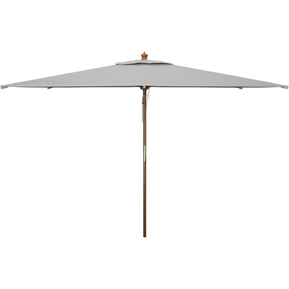 image:imageSAFAVIEH Outdoor Collection Aklin 65FT x 10FT Rectangle Wooden Pulley Market Umbrella No TiltGray