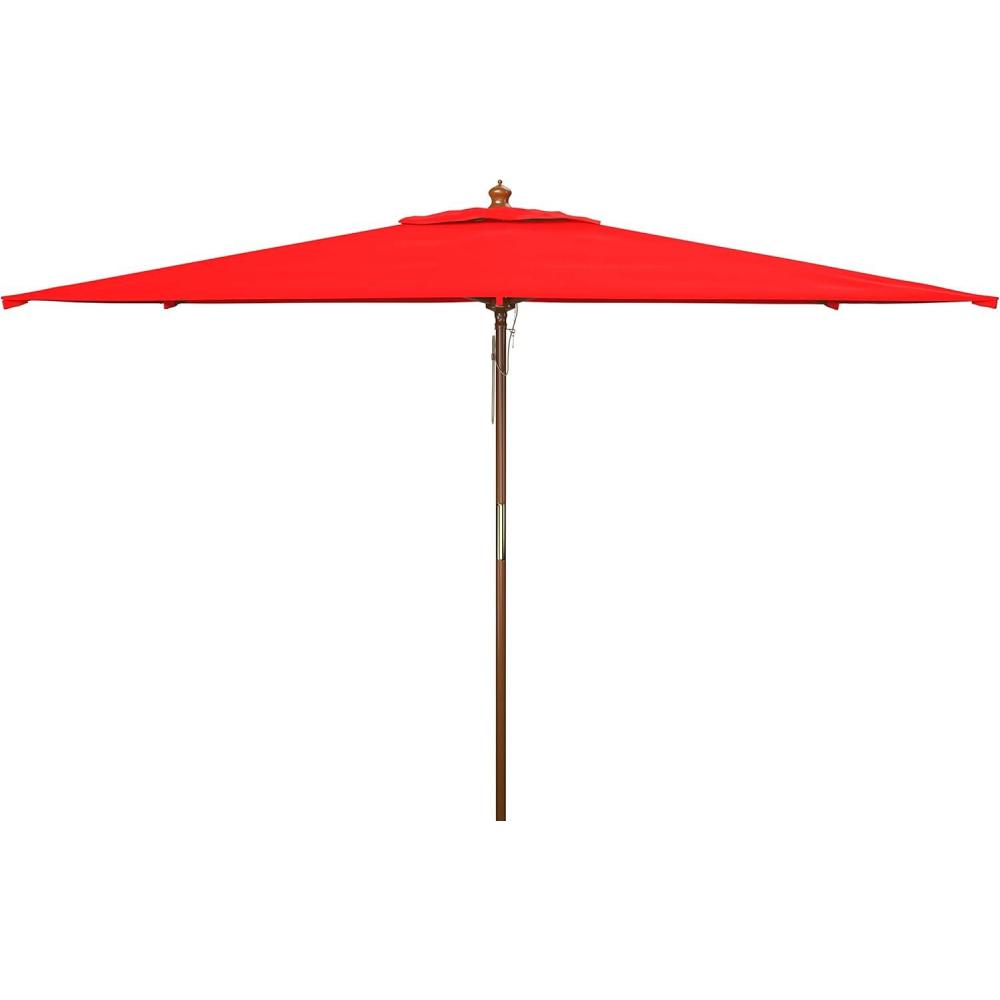 image:imageSAFAVIEH Outdoor Collection Aklin 65FT x 10FT Rectangle Wooden Pulley Market Umbrella No TiltRed
