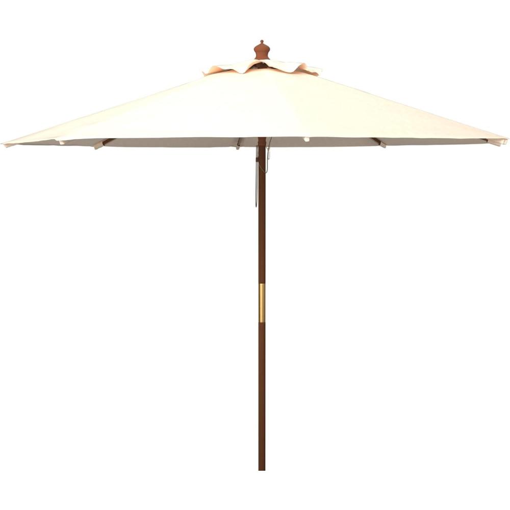 image:imageSAFAVIEH Outdoor Collection Cannes White 11Foot Wooden Pulley Market UmbrellaBeige